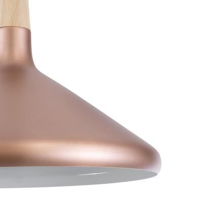 GloboStar® FERCLA 01223 Μοντέρνο Κρεμαστό Φωτιστικό Καμπάνα Μονόφωτο 1 x E27 IP20 Χάλκινο & Λευκό Μέταλλο - Μ40 x Π40 x Υ30cm