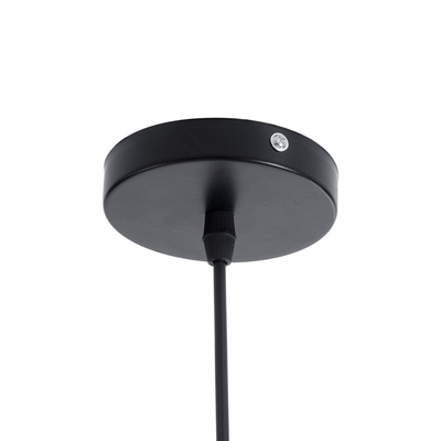 GloboStar® INGLEY 01226 Μοντέρνο Κρεμαστό Φωτιστικό Πλέγμα Μονόφωτο 1 x E27 IP20 Μαύρο Μέταλλο με Λευκό Γυαλί - Μ26 x Π26 x Υ21cm