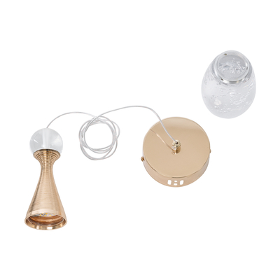 GloboStar® JADORE 01232 Μοντέρνο Κρεμαστό Φωτιστικό Ανάρτηση LED 5W 400lm 120°AC 220-240V IP20 Θερμό Λευκό 3000K Χάλκινο Μέταλλο με Διάφανο Γυαλί - Μ8 x Π8 x Υ26cm - 2 Χρόνια Εγγύηση