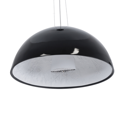 GloboStar® SERENIA 01270 Μοντέρνο Κρεμαστό Φωτιστικό Καμπάνα Μονόφωτο 1 x E27 IP20 Μαύρο Μέταλλο με Λευκό Γύψο - Μ60 x Π60 x Υ30cm