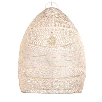 GloboStar® MALIBU 01813 Boho Κρεμαστό Φωτιστικό Καμπάνα Μονόφωτο 1 x E27 IP20 Μπεζ Ξύλο - Μ120 x Π120 x Υ156cm