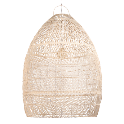 GloboStar® MALIBU 01813 Boho Κρεμαστό Φωτιστικό Καμπάνα Μονόφωτο 1 x E27 IP20 Μπεζ Ξύλο - Μ120 x Π120 x Υ156cm