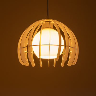 GloboStar® INGLEY 01225 Μοντέρνο Κρεμαστό Φωτιστικό Πλέγμα Μονόφωτο 1 x E27 IP20 Λευκό Μέταλλο με Λευκό Γυαλί - Μ26 x Π26 x Υ21cm