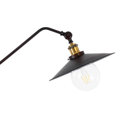 GloboStar® SILENE 01243 Vintage Επιδαπέδιο Φωτιστικό Μονόφωτο 1 x E27 IP20 Μαύρο & Χρυσό Μέταλλο - Μ30 x Π30 x Υ194cm