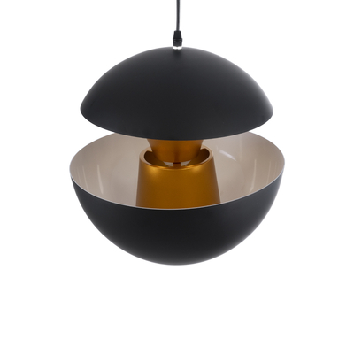 GloboStar® SEVILLE 01269 Μοντέρνο Κρεμαστό Φωτιστικό Ανάρτηση Μονόφωτο 1 x E27 IP20 Μαύρο & Χρυσό Μέταλλο - Μ35 x Π35 x Υ35cm