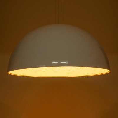 GloboStar® SERENIA 01273 Μοντέρνο Κρεμαστό Φωτιστικό Καμπάνα Μονόφωτο 1 x E27 IP20 Λευκό Μέταλλο με Λευκό Γύψο - Μ90 x Π90 x Y40cm