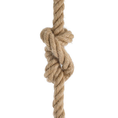 GloboStar® ROPE 01278 Vintage Κρεμαστό Φωτιστικό Ανάρτηση Μονόφωτο 1 x E27 IP20 Μπεζ Σχοινί - Μ3.5 x Π3.5 x Y100cm