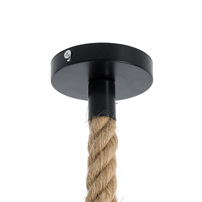 GloboStar® ROPE 01278 Vintage Κρεμαστό Φωτιστικό Ανάρτηση Μονόφωτο 1 x E27 IP20 Μπεζ Σχοινί - Μ3.5 x Π3.5 x Y100cm