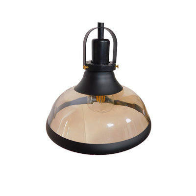 GloboStar® BILLIARD SERIES 01280 Vintage Κρεμαστό Φωτιστικό Φιγούρα Τρίφωτο 3 x E27 IP20 Mαύρο Μέταλλο με Μελί Γυαλί - Μ96 x Π25 x Υ30cm