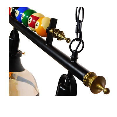 GloboStar® BILLIARD SERIES 01280 Vintage Κρεμαστό Φωτιστικό Φιγούρα Τρίφωτο 3 x E27 IP20 Mαύρο Μέταλλο με Μελί Γυαλί - Μ96 x Π25 x Υ30cm