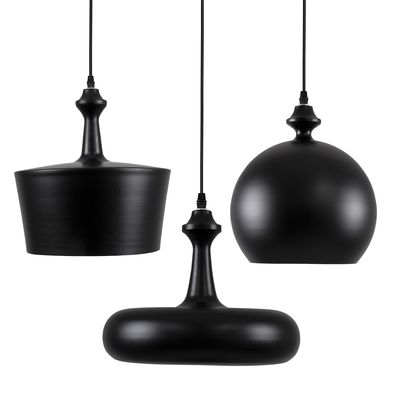 GloboStar® ROCKFORD 01287 Μοντέρνο Κρεμαστό Φωτιστικό Καμπάνα Τρίφωτο 3 x E27 IP20 Μαύρο & Χρυσό Μέταλλο - Μ86 x Π86 x Υ30cm