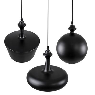 GloboStar® ROCKFORD 01287 Μοντέρνο Κρεμαστό Φωτιστικό Καμπάνα Τρίφωτο 3 x E27 IP20 Μαύρο & Χρυσό Μέταλλο - Μ86 x Π86 x Υ30cm