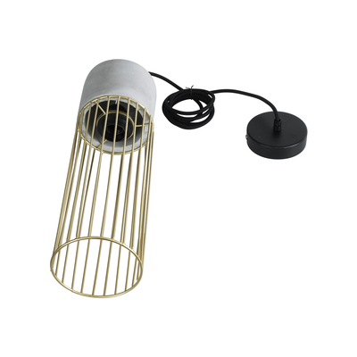 GloboStar® DURANT 01322 Μοντέρνο Κρεμαστό Φωτιστικό Πλέγμα Μονόφωτο 1 x E27 IP20 Γκρι Τσιμέντο με Μπεζ Μέταλλο - Μ12 x Π12 x Υ40cm