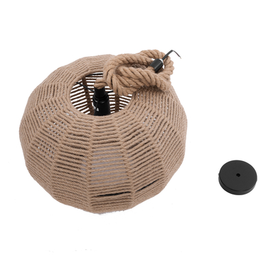 GloboStar® MANDALA 01331 Vintage Κρεμαστό Φωτιστικό Πλέγμα Μονόφωτο 1 x E27 IP20 Μπεζ Σχοινί - Μ40 x Π40 x Υ33cm