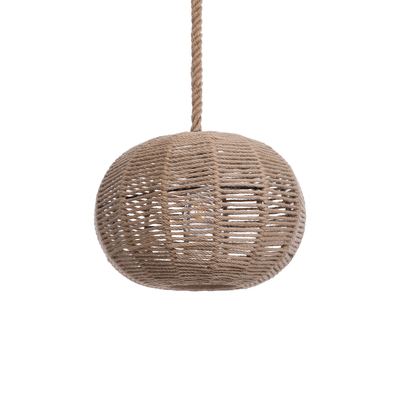 GloboStar® MANDALA 01331 Vintage Κρεμαστό Φωτιστικό Πλέγμα Μονόφωτο 1 x E27 IP20 Μπεζ Σχοινί - Μ40 x Π40 x Υ33cm