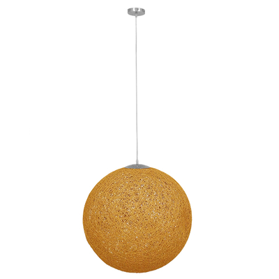 GloboStar® OCEANA 01361 Boho Κρεμαστό Φωτιστικό Μπάλα Μονόφωτο 1 x E27 IP20 Μπεζ & Χρυσό Σχοινί - Μ60 x Π60 x Υ60cm
