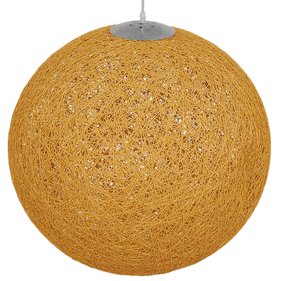 GloboStar® OCEANA 01361 Boho Κρεμαστό Φωτιστικό Μπάλα Μονόφωτο 1 x E27 IP20 Μπεζ & Χρυσό Σχοινί - Μ60 x Π60 x Υ60cm