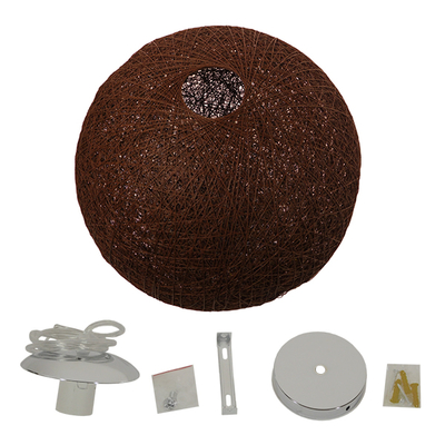 GloboStar® OCEANA 01362 Boho Κρεμαστό Φωτιστικό Μπάλα Μονόφωτο 1 x E27 IP20 Καφέ Σχοινί - Μ60 x Π60 x Υ60cm