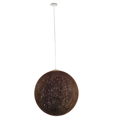 GloboStar® OCEANA 01362 Boho Κρεμαστό Φωτιστικό Μπάλα Μονόφωτο 1 x E27 IP20 Καφέ Σχοινί - Μ60 x Π60 x Υ60cm