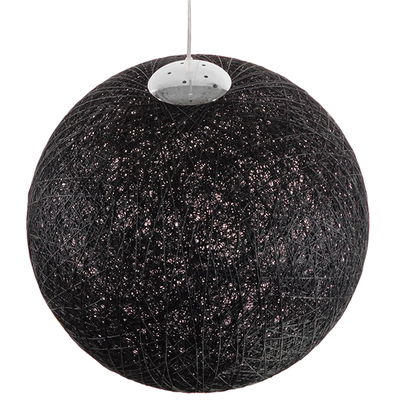 GloboStar® OCEANA 01364 Boho Κρεμαστό Φωτιστικό Μπάλα Μονόφωτο 1 x E27 IP20 Μαύρο Σχοινί - Μ60 x Π60 x Υ60cm