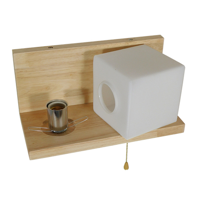 GloboStar® AMITY 01365 Μοντέρνο Επιτοίχιο Φωτιστικό Απλίκα Μονόφωτο 1 x E27 IP20 Μπεζ Ξύλο με Λευκό Γυαλί - Μ30 x Π14.5 x Υ15cm