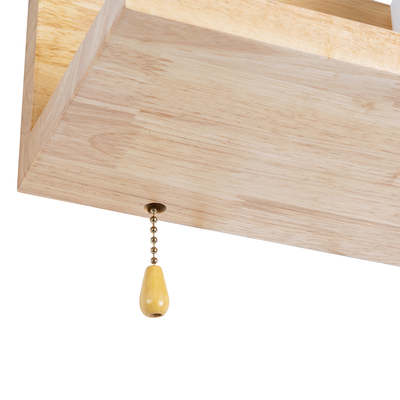 GloboStar® AMITY 01366 Μοντέρνο Επιτοίχιο Φωτιστικό Απλίκα Μονόφωτο 1 x E27 IP20 Μπεζ Ξύλο με Λευκό Γυαλί - Μ30 x Π14.5 x Υ15cm