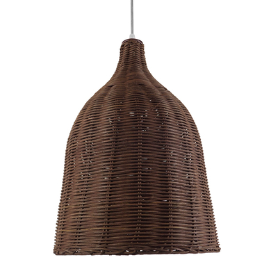 GloboStar® BAHAMAS 01367 Boho Κρεμαστό Φωτιστικό Καμπάνα Μονόφωτο 1 x E27 IP20 Καφέ Ξύλο - Μ30 x Π30 x Υ40cm