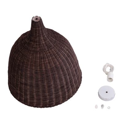 GloboStar® BAHAMAS 01368 Boho Κρεμαστό Φωτιστικό Καμπάνα Μονόφωτο 1 x E27 IP20 Καφέ Ξύλο - Μ45 x Π45 x Υ45cm