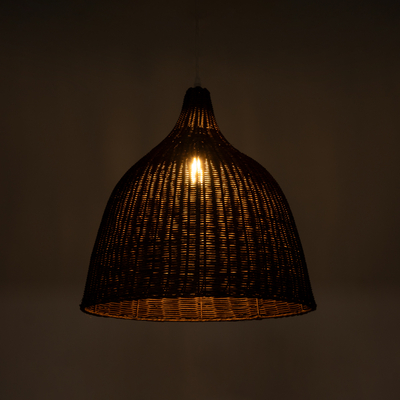 GloboStar® BAHAMAS 01368 Boho Κρεμαστό Φωτιστικό Καμπάνα Μονόφωτο 1 x E27 IP20 Καφέ Ξύλο - Μ45 x Π45 x Υ45cm