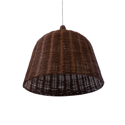 GloboStar® BAHAMAS 01369 Boho Κρεμαστό Φωτιστικό Καμπάνα Μονόφωτο 1 x E27 IP20 Καφέ Ξύλο - Μ60 x Π60 x Υ60cm