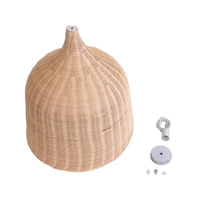 GloboStar® BAHAMAS 01370 Boho Κρεμαστό Φωτιστικό Καμπάνα Μονόφωτο 1 x E27 IP20 Μπεζ Ξύλο - Μ60 x Π60 x Υ60cm