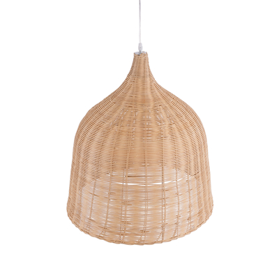 GloboStar® BAHAMAS 01370 Boho Κρεμαστό Φωτιστικό Καμπάνα Μονόφωτο 1 x E27 IP20 Μπεζ Ξύλο - Μ60 x Π60 x Υ60cm