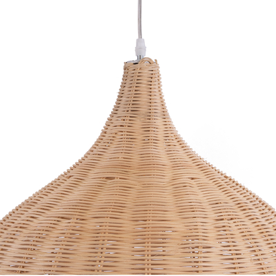 GloboStar® BAHAMAS 01370 Boho Κρεμαστό Φωτιστικό Καμπάνα Μονόφωτο 1 x E27 IP20 Μπεζ Ξύλο - Μ60 x Π60 x Υ60cm