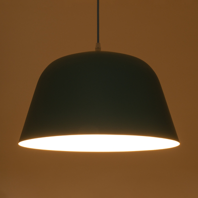 GloboStar® UPVALE 01286 Μοντέρνο Κρεμαστό Φωτιστικό Καμπάνα Μονόφωτο 1 x E27 IP20 Μπλε & Λευκό Μέταλλο - Μ40 x Π40 x Υ24cm