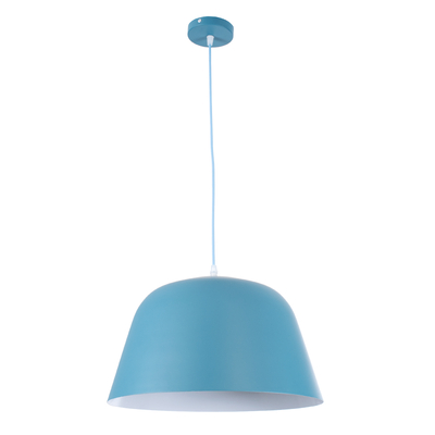 GloboStar® UPVALE 01286 Μοντέρνο Κρεμαστό Φωτιστικό Καμπάνα Μονόφωτο 1 x E27 IP20 Μπλε & Λευκό Μέταλλο - Μ40 x Π40 x Υ24cm