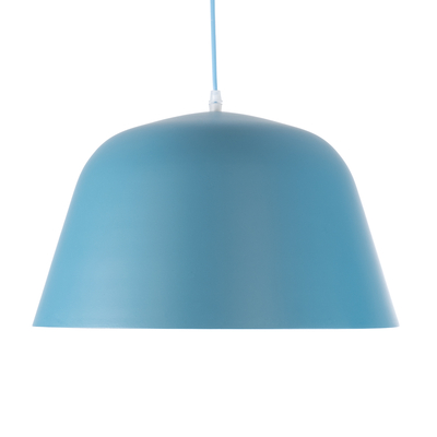 GloboStar® UPVALE 01286 Μοντέρνο Κρεμαστό Φωτιστικό Καμπάνα Μονόφωτο 1 x E27 IP20 Μπλε & Λευκό Μέταλλο - Μ40 x Π40 x Υ24cm