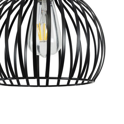 GloboStar® SCANDI 01386 Vintage Κρεμαστό Φωτιστικό Πλέγμα Μονόφωτο 1 x E27 IP20 Μαύρο Μέταλλο - Μ23 x Π23 x Υ30cm