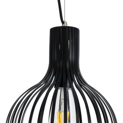 GloboStar® SCANDI 01386 Vintage Κρεμαστό Φωτιστικό Πλέγμα Μονόφωτο 1 x E27 IP20 Μαύρο Μέταλλο - Μ23 x Π23 x Υ30cm