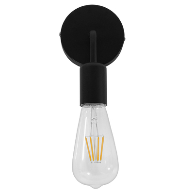 GloboStar® DON 01396 Vintage Επιτοίχιο Φωτιστικό Απλίκα Μονόφωτο 1 x E27 IP20 Μαύρο Μέταλλο - Μ10 x Π7 x Υ16cm