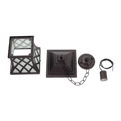 GloboStar® LINCOLN 01399 Vintage Κρεμαστό Φωτιστικό Πλέγμα Μονόφωτο 1 x E27 IP20 Καφέ Μεταλλο με Διάφανο Γυαλί - Μ19 x Π19 x Υ20cm