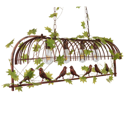 GloboStar® NEST 01402 Vintage Κρεμαστό Φωτιστικό Φιγούρα Πολύφωτο 4 x E27 IP20 Χάλκινο Μέταλλο με Πράσινο Πλαστικό - Μ103 x Π34 x Υ36.5cm
