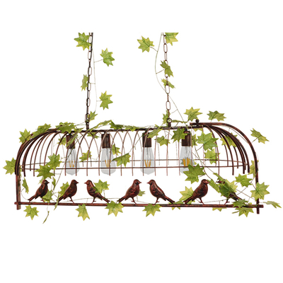 GloboStar® NEST 01402 Vintage Κρεμαστό Φωτιστικό Φιγούρα Πολύφωτο 4 x E27 IP20 Χάλκινο Μέταλλο με Πράσινο Πλαστικό - Μ103 x Π34 x Υ36.5cm