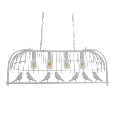 GloboStar® NEST 01403 Vintage Κρεμαστό Φωτιστικό Φιγούρα Πολύφωτο 4 x E27 IP20 Λευκό Μέταλλο με Πράσινο Πλαστικό - Μ103 x Π34 x Υ36.5cm