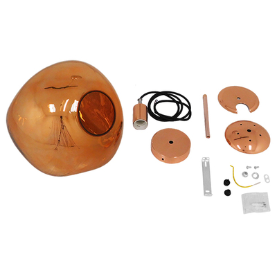 GloboStar® DIXAR 01465 Μοντέρνο Κρεμαστό Φωτιστικό Μπάλα Μονόφωτο 1 x E27 IP20 Χάλκινο Γυαλί - Μ36 x Π36 x Υ45cm