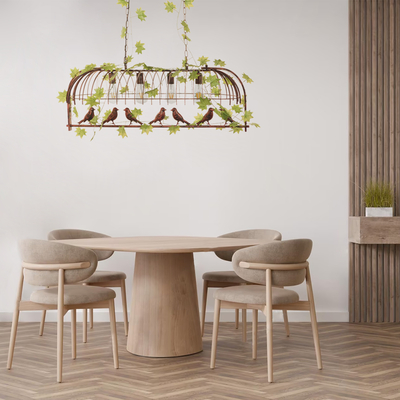 GloboStar® NEST 01402 Vintage Κρεμαστό Φωτιστικό Φιγούρα Πολύφωτο 4 x E27 IP20 Χάλκινο Μέταλλο με Πράσινο Πλαστικό - Μ103 x Π34 x Υ36.5cm