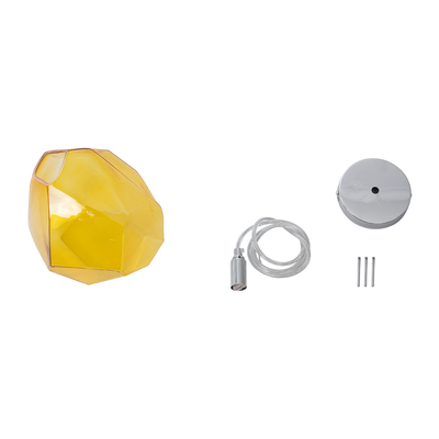 GloboStar® RINA 01308 Μοντέρνο Κρεμαστό Φωτιστικό Μπάλα Μονόφωτο 1 x G9 Κίτρινο Γυαλί - Μ20 x Π20 x Υ20cm