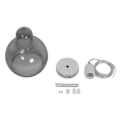 GloboStar® BOSSANOVA 01313 Μοντέρνο Κρεμαστό Φωτιστικό Ανάρτηση Μονόφωτο 1 x E27 IP20 Γκρι Γυαλί - Μ18 x Π18 x Υ23cm