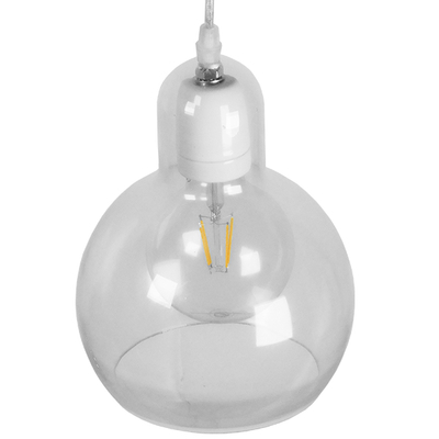 GloboStar® LUCREZIA 01314 Μοντέρνο Κρεμαστό Φωτιστικό Ανάρτηση Μονόφωτο 1 x E27 IP20 Διάφανο Γυαλί - Μ18 x Π18 x Υ23cm
