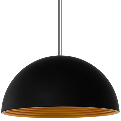 GloboStar® MEDEA 01344 Μοντέρνο Κρεμαστό Φωτιστικό Καμπάνα Μονόφωτο 1 x E27 IP20 Μαύρο & Χρυσό Μέταλλο - Μ60 x Π60 x Υ30cm