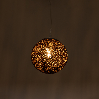 GloboStar® OCEANA 01354 Boho Κρεμαστό Φωτιστικό Μπάλα Μονόφωτο 1 x E27 IP20 Καφέ Σχοίνι - Μ20 x Π20 x Υ20cm